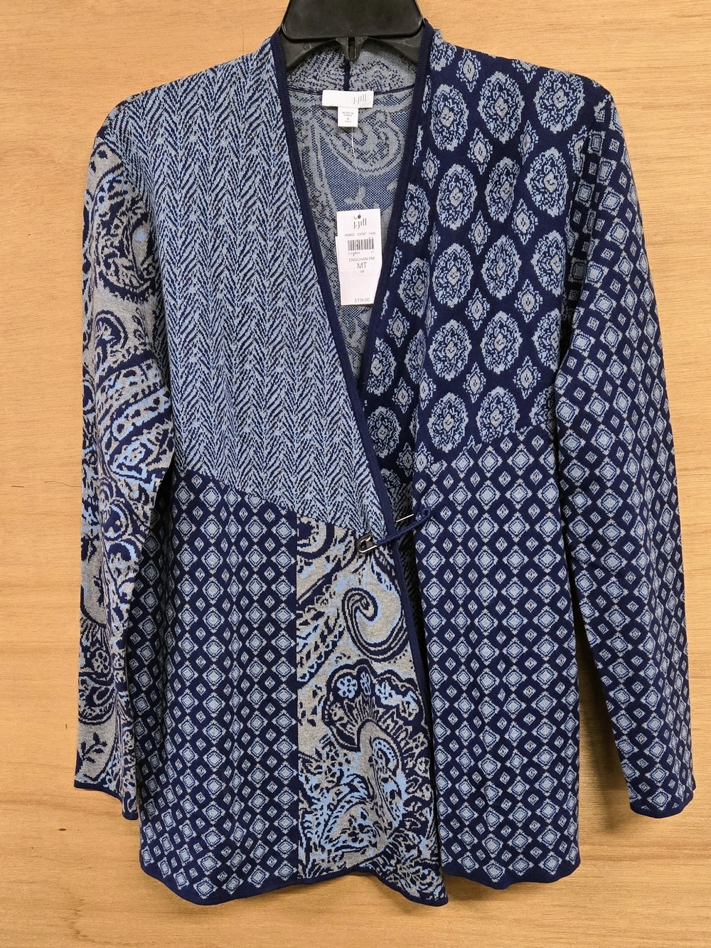 Blue Patterned Open-Front Women's Cardigan Jacket - J. Jill
